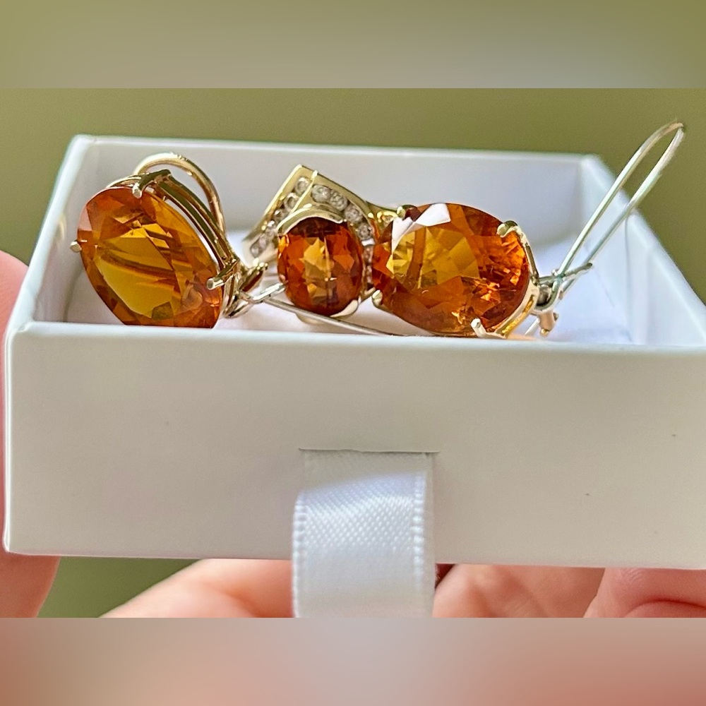 Exquisite Oversized Madeira Citrine 14K Gold Enhancer Pendant - Picture 14 of 15